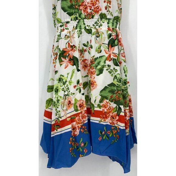 Tommy Hilfiger Women Dress  Size 6 Ivory Floral Sleeveless V Neck Smock Stretch - Picture 3 of 6